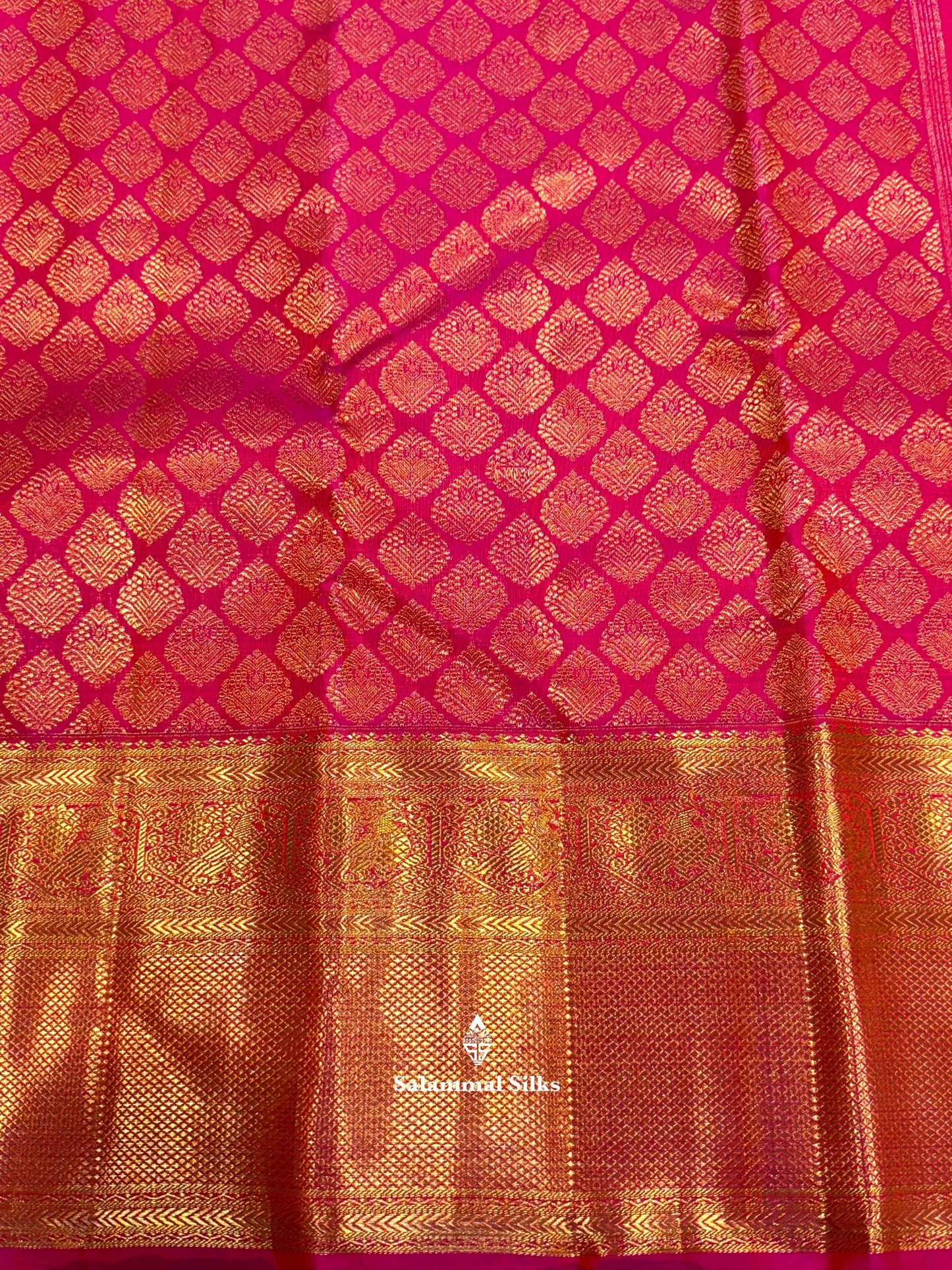 Pinkish Orange Kanjivaram Pure Silk Saree 2G Zari With Pinkish Orange Blouse