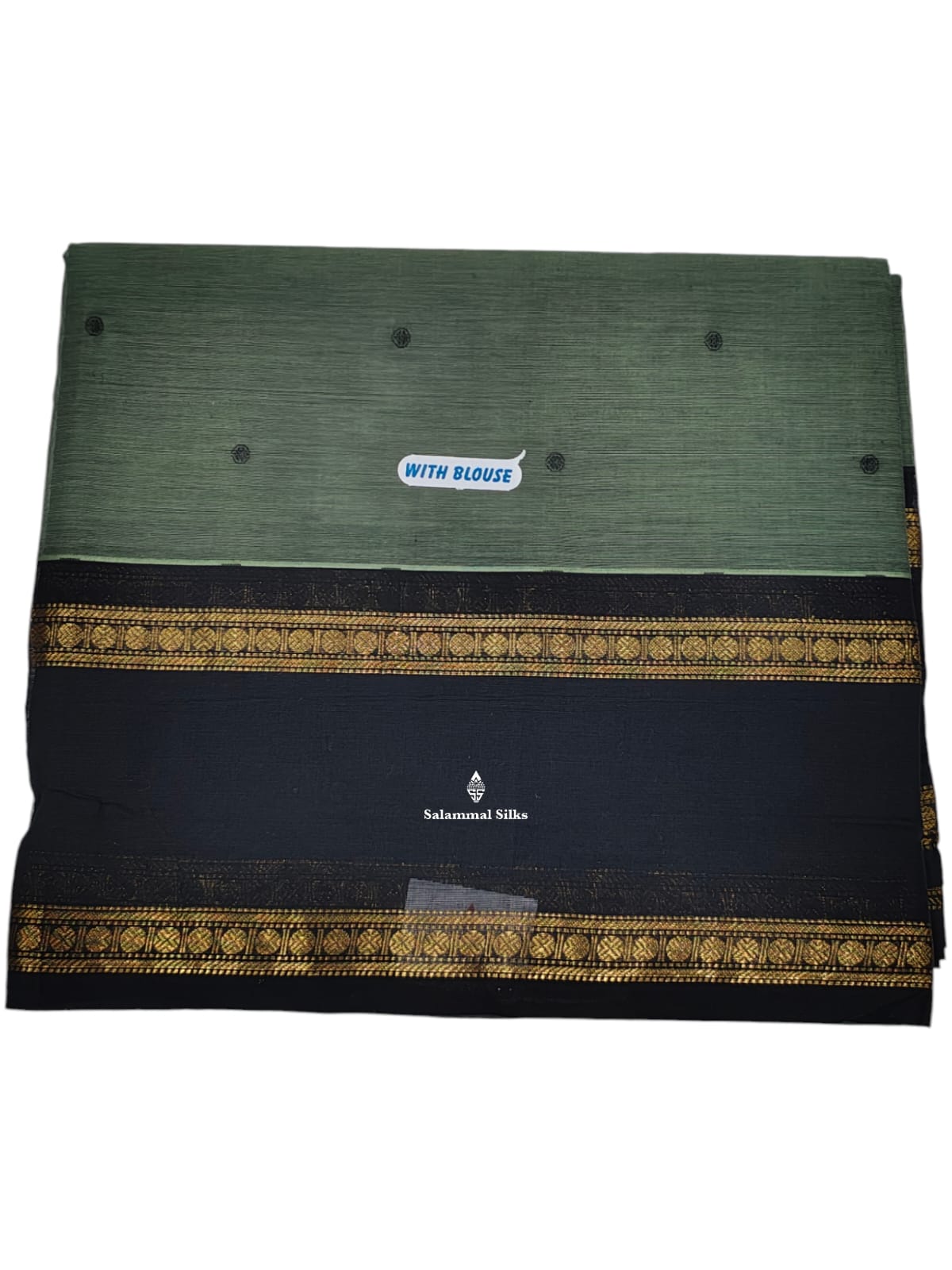 Kanjivaram Beige Grey Pure Cotton Saree With Balck Border
