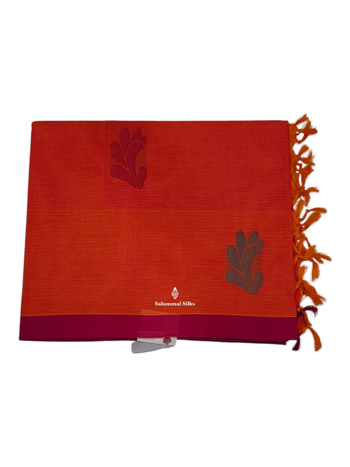 Kanjivaram Fanta Orange Pure Cotton Saree With Pink Border