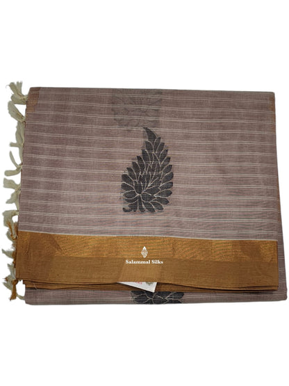 Kanjivaram Onion Pink Pure Cotton Saree With Sandal Border