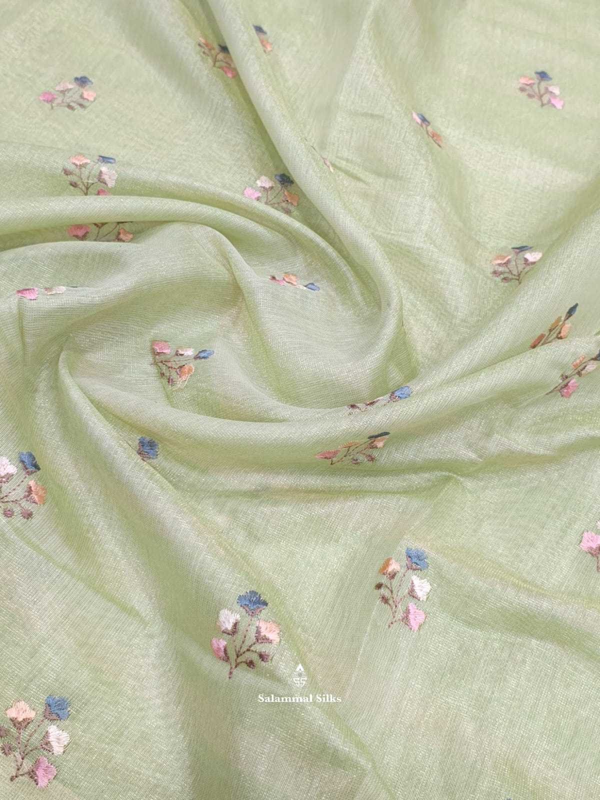 Light Parrot Green Fancy Saree With Thread Work Border