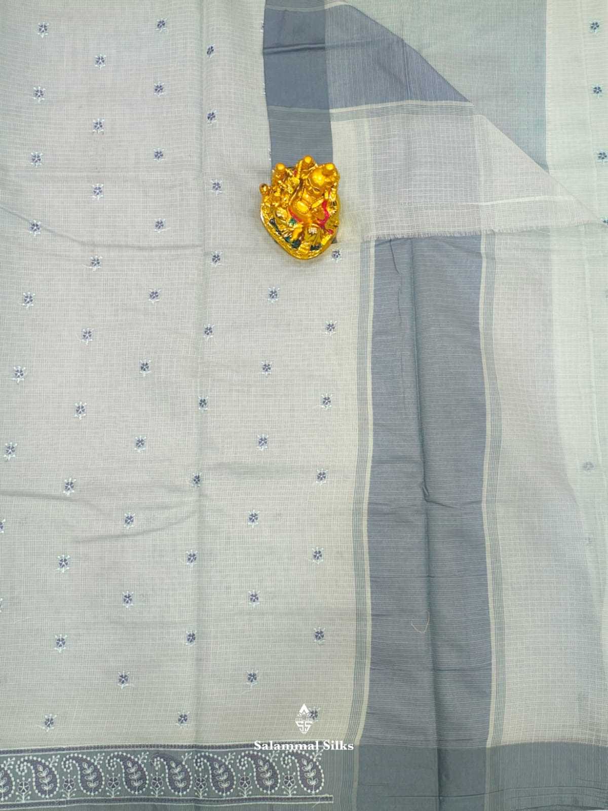 Ice Blue Fancy Saree With Threaad Work Border