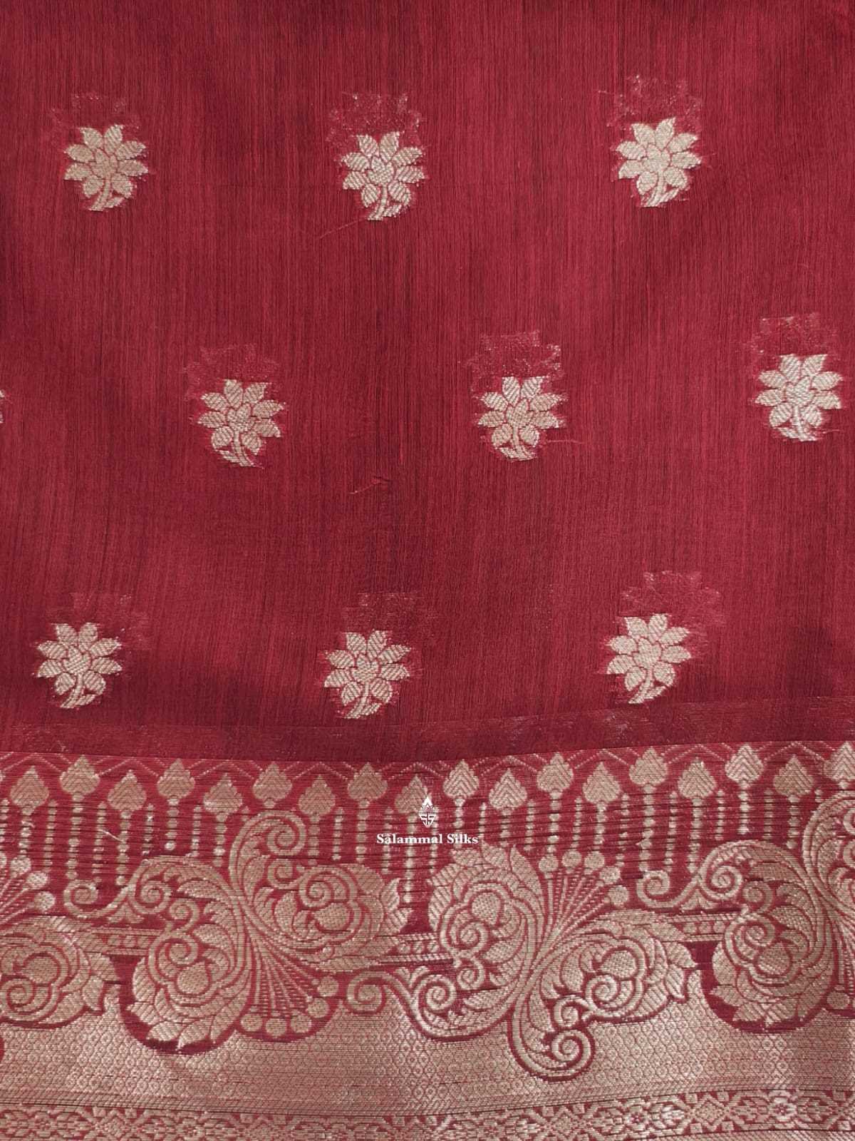 Maroon Fancy Saree With Silver Zari Border