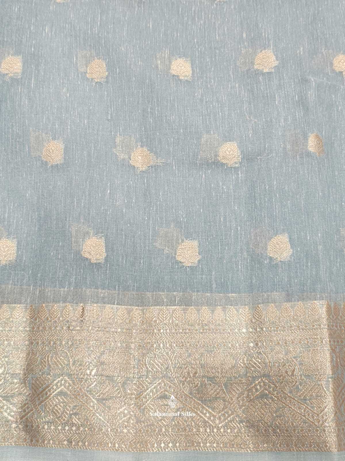 Grey Fancy Saree With Copper Border