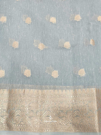 Grey Fancy Saree With Copper Border