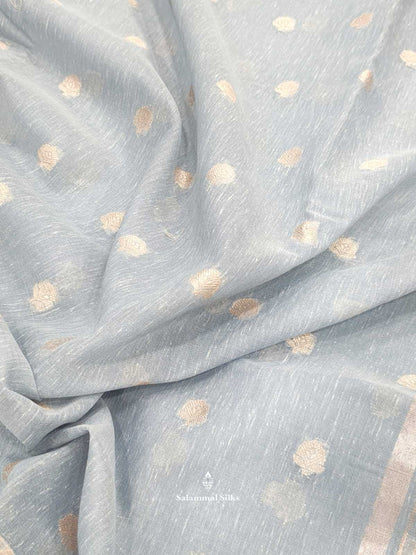 Grey Fancy Saree With Copper Border