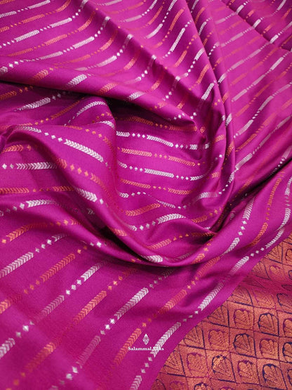 Magenta Rose Semi Soft Silk Saree With Copper Border