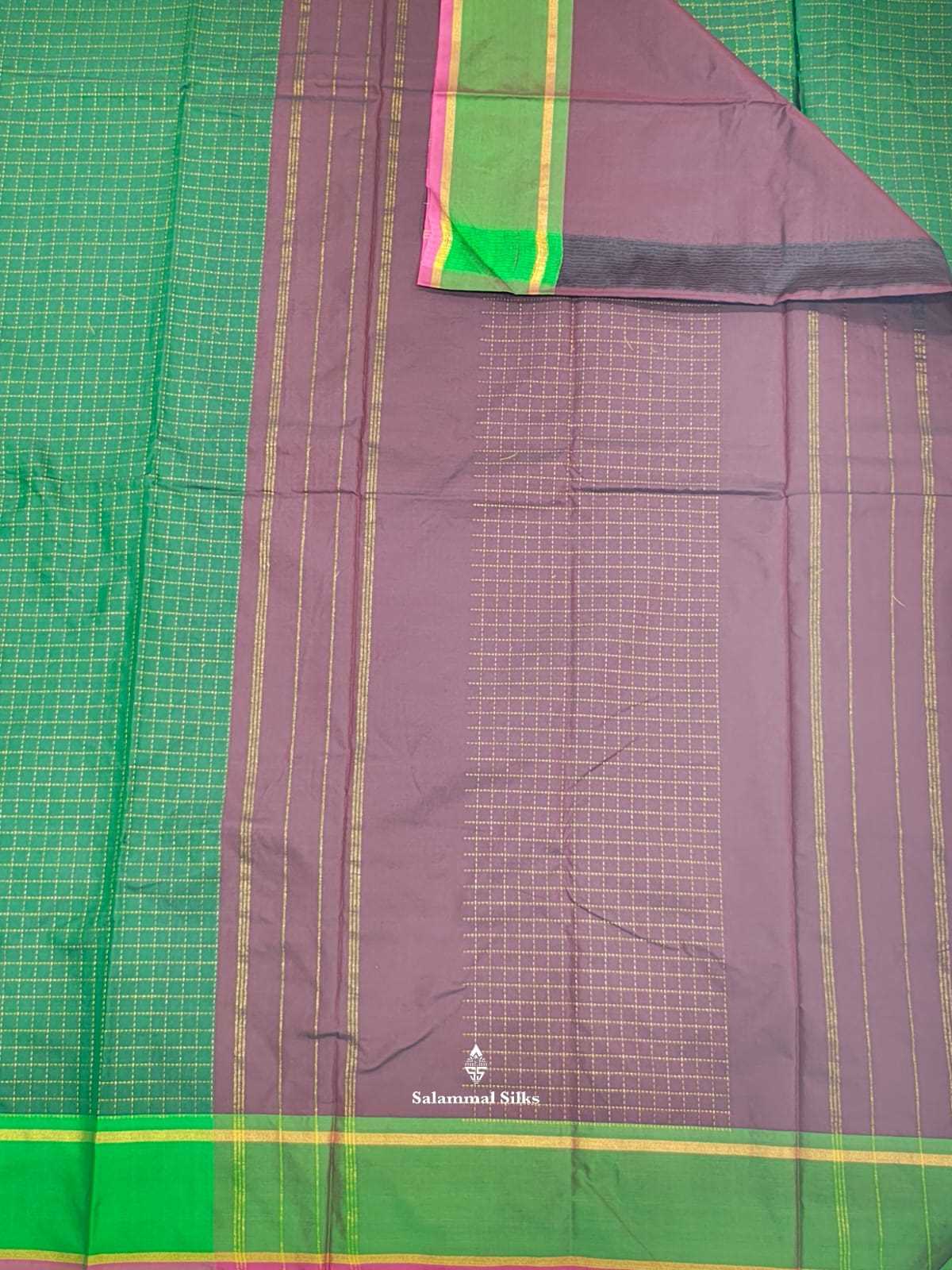 Bottle Green Arani Semi Silk Saree With Maroon Blouse