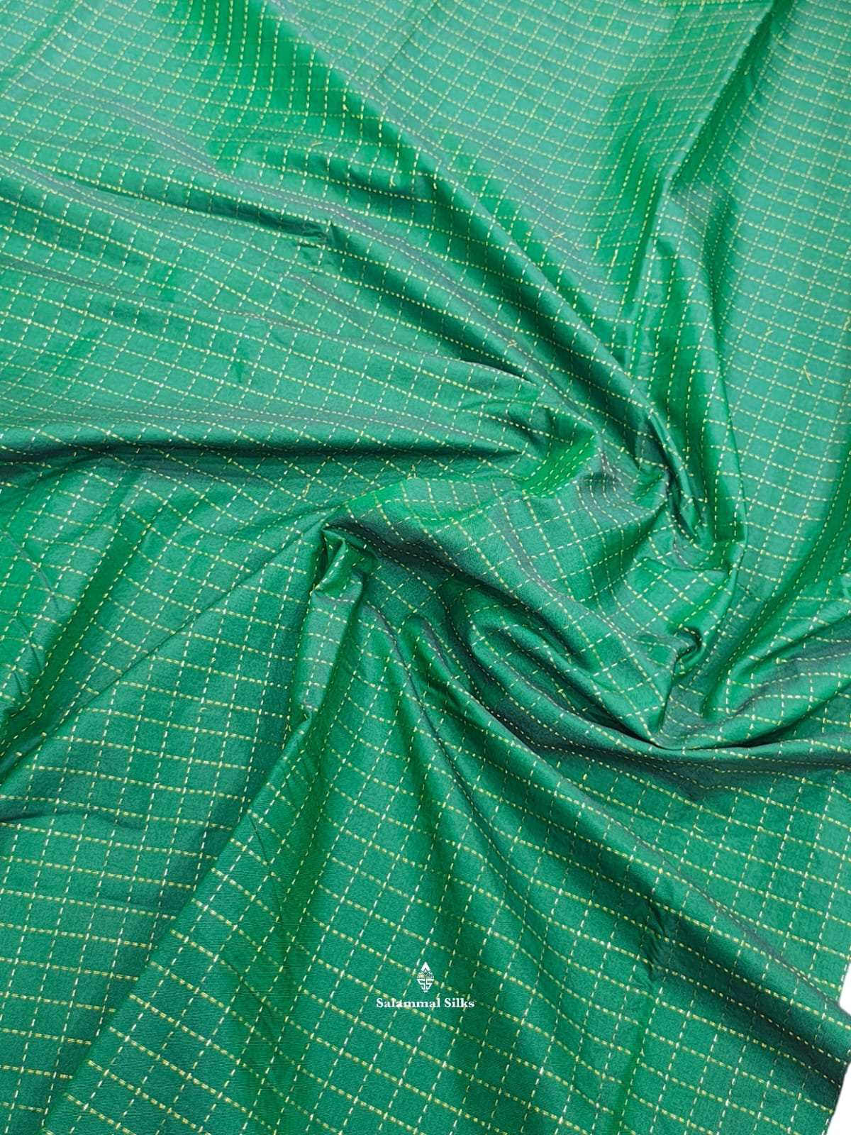 Bottle Green Arani Semi Silk Saree With Maroon Blouse