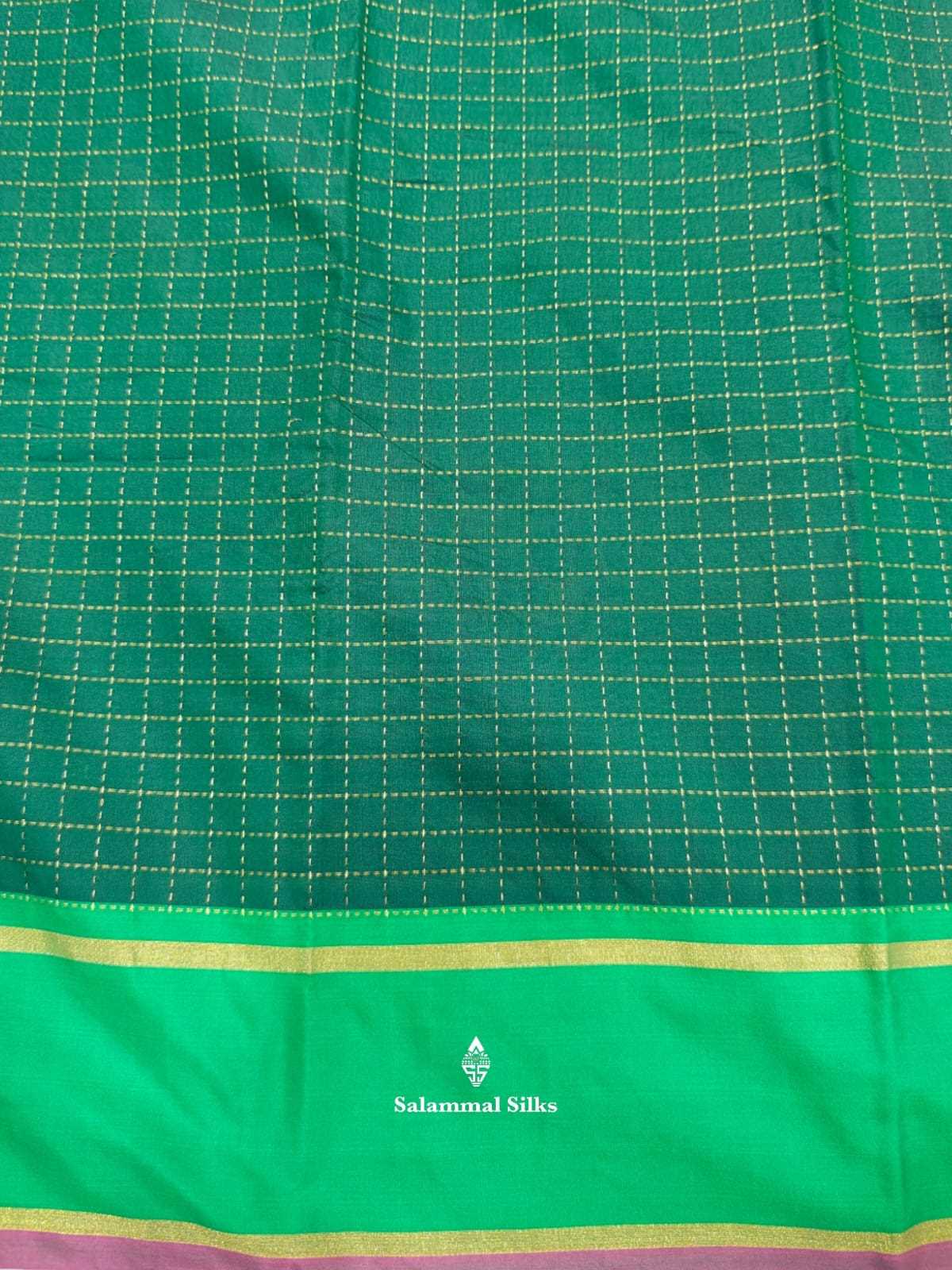 Bottle Green Arani Semi Silk Saree With Maroon Blouse