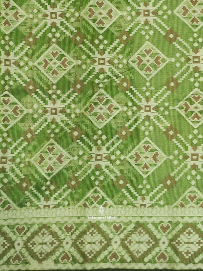 Green Ikkat Fancy Saree With Fancy Border
