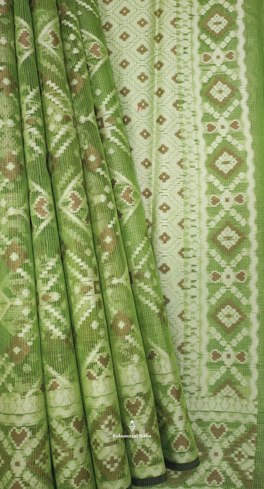 Green Ikkat Fancy Saree With Fancy Border