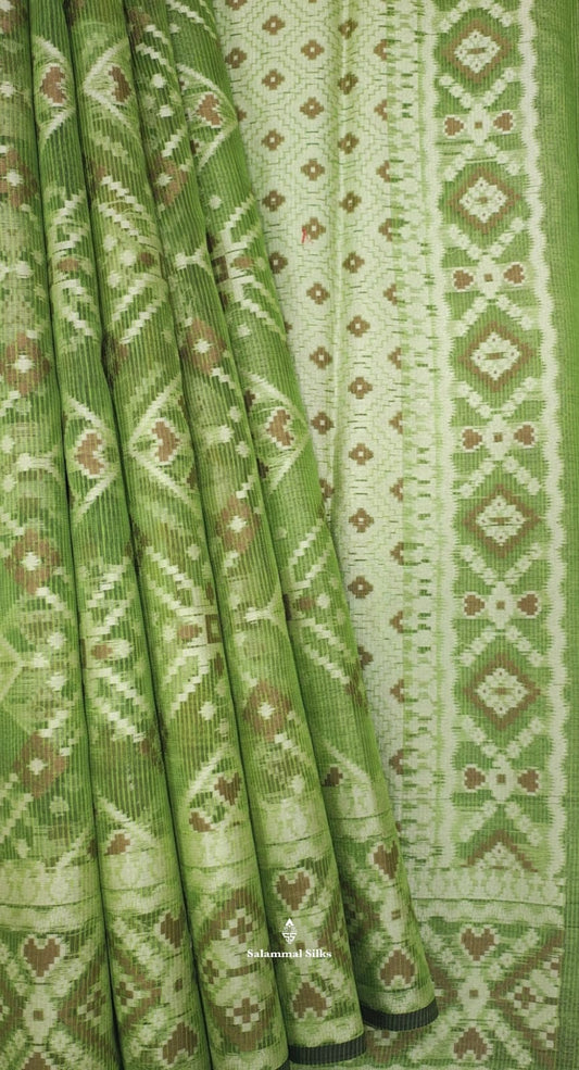 Green Ikkat Fancy Saree With Fancy Border