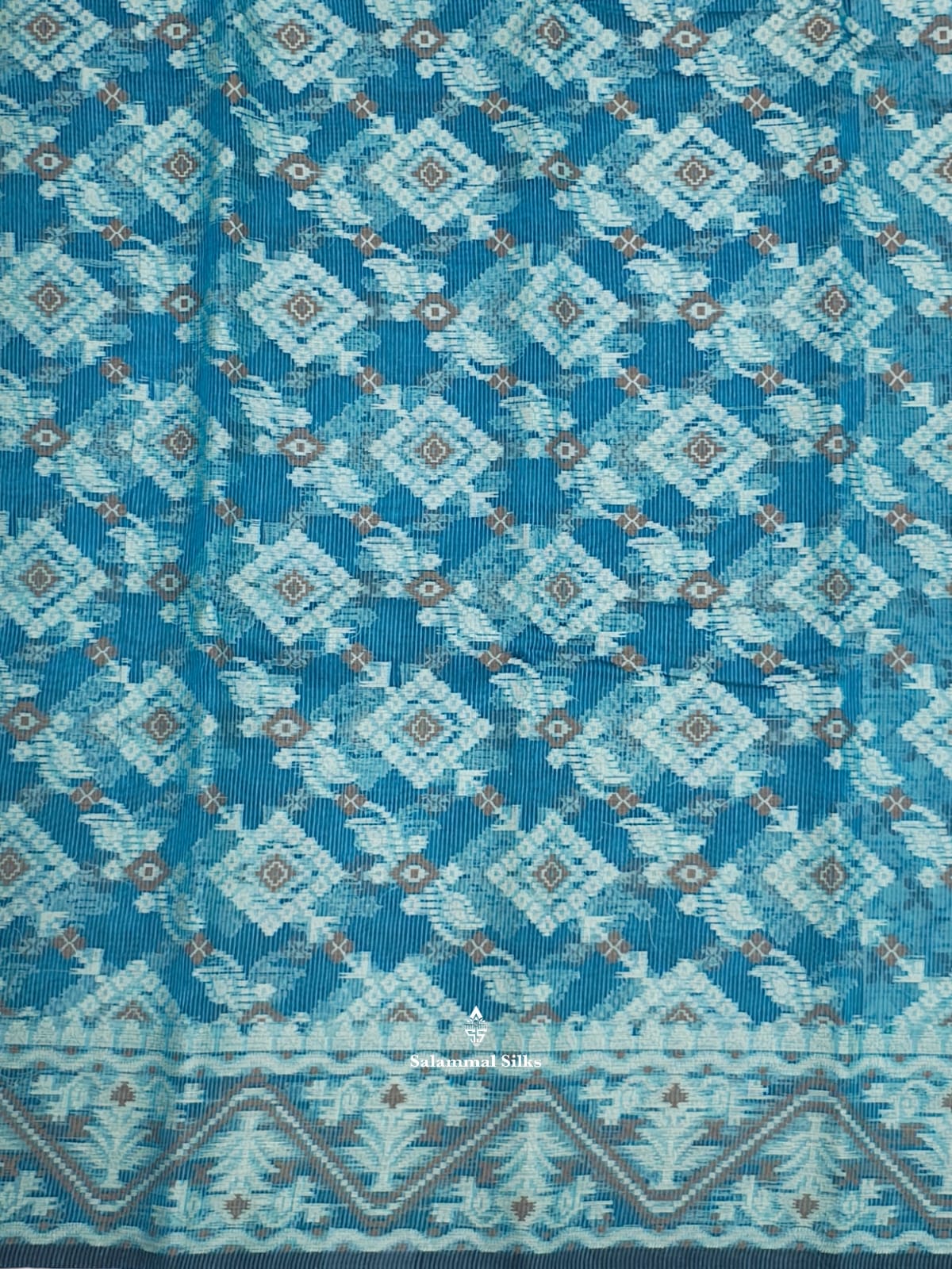 Blue Ikkat Fancy Saree With Fancy Border