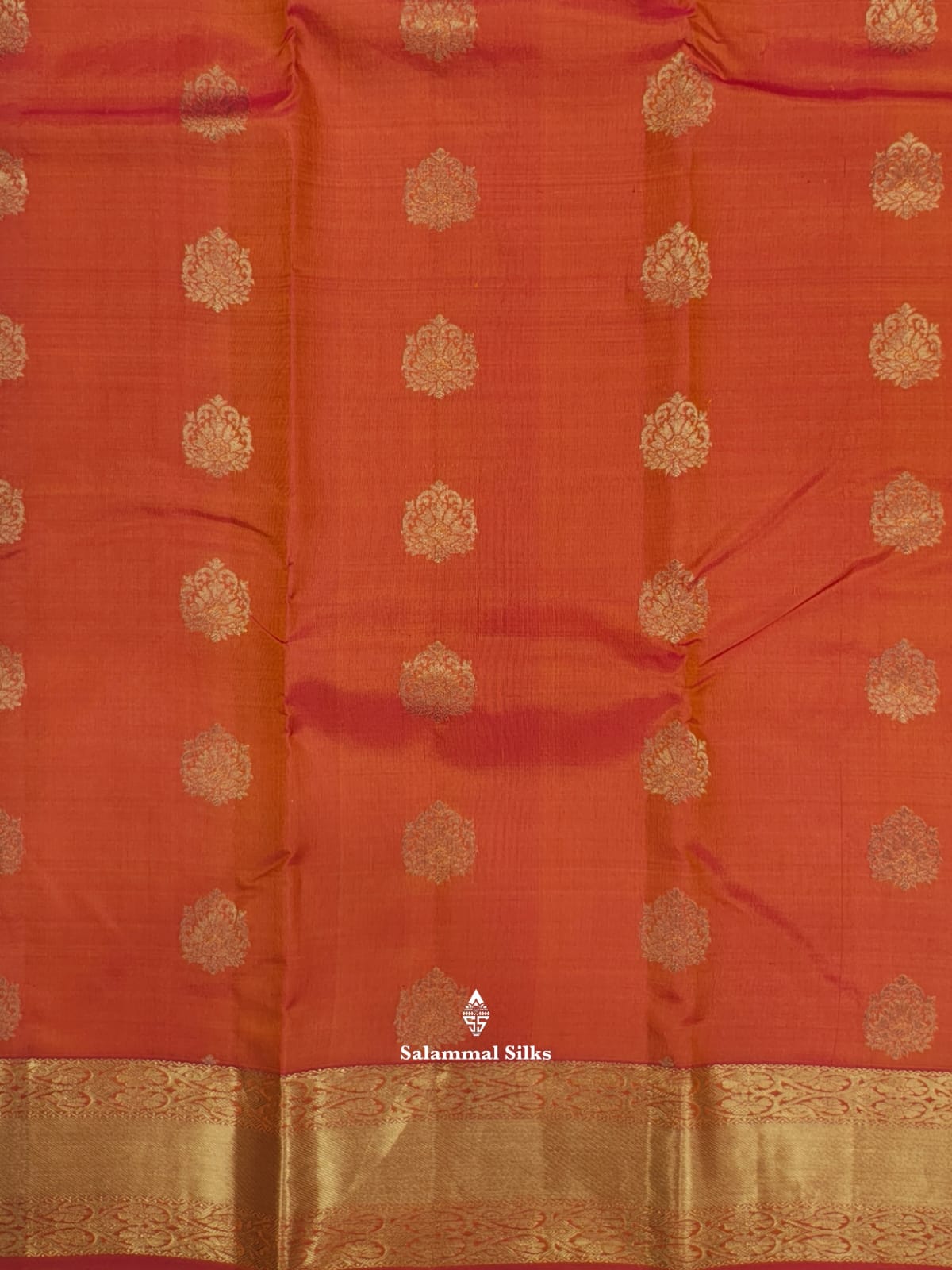 Kanjivaram Peach Orange Silk Saree With Blouse