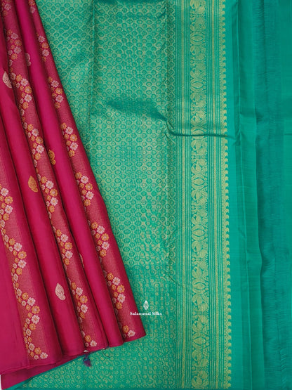 Kanjivaram Beautiful Magenta Pure Silk Saree Without Border