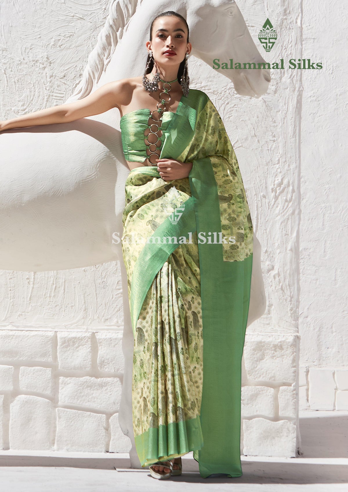 Green Softy Fancy Saree With Fancy Green Border