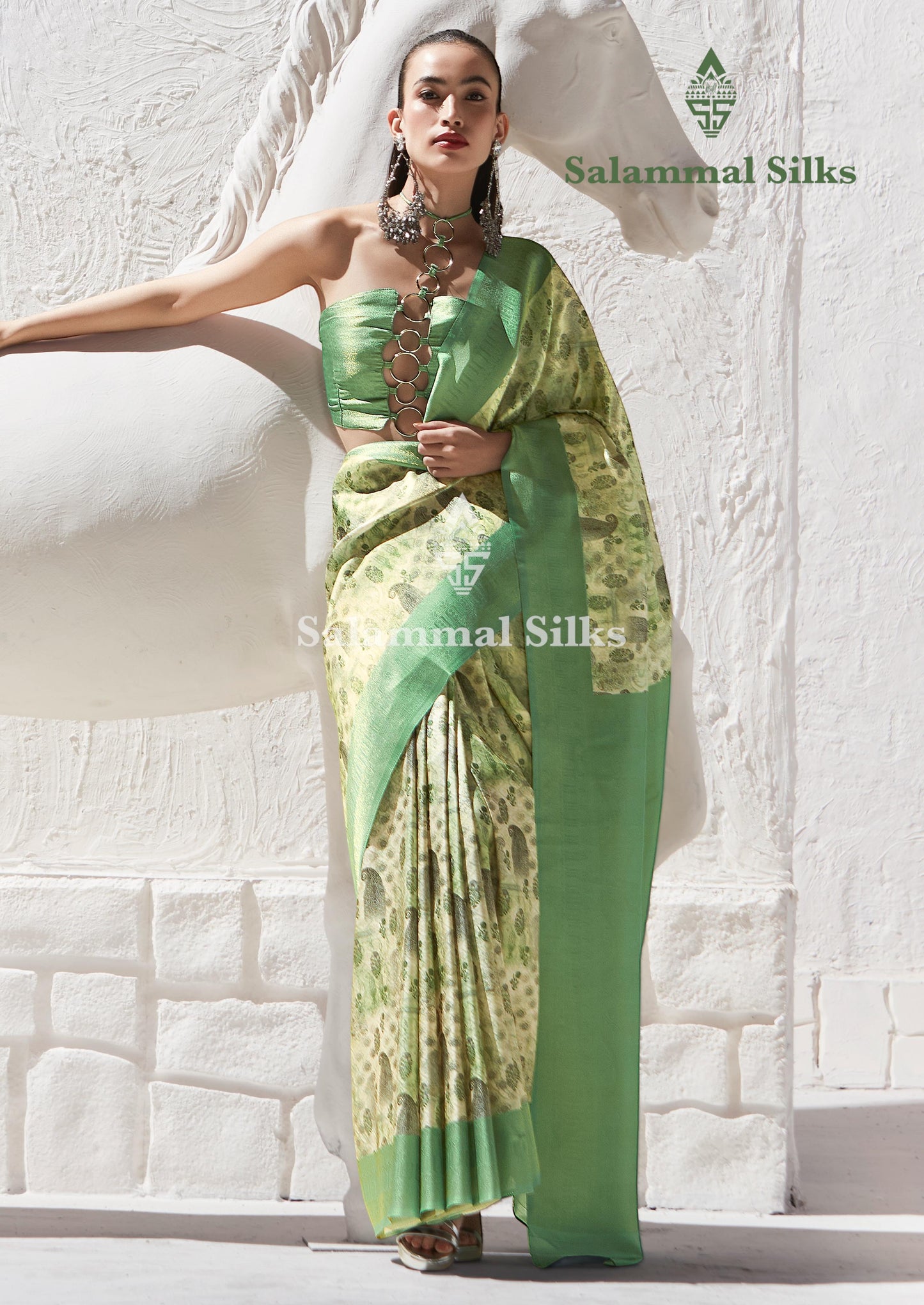 Green Softy Fancy Saree With Fancy Green Border