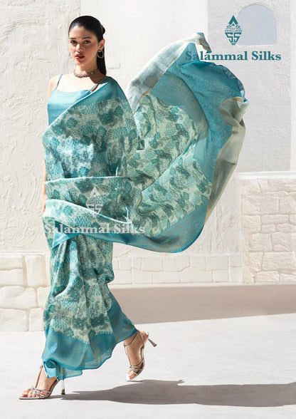 Cream Softy Fancy Saree With Rexona Green Color Border