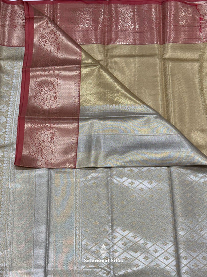 Sandal Yellow Semi Silk Saree With Light Maroon Border
