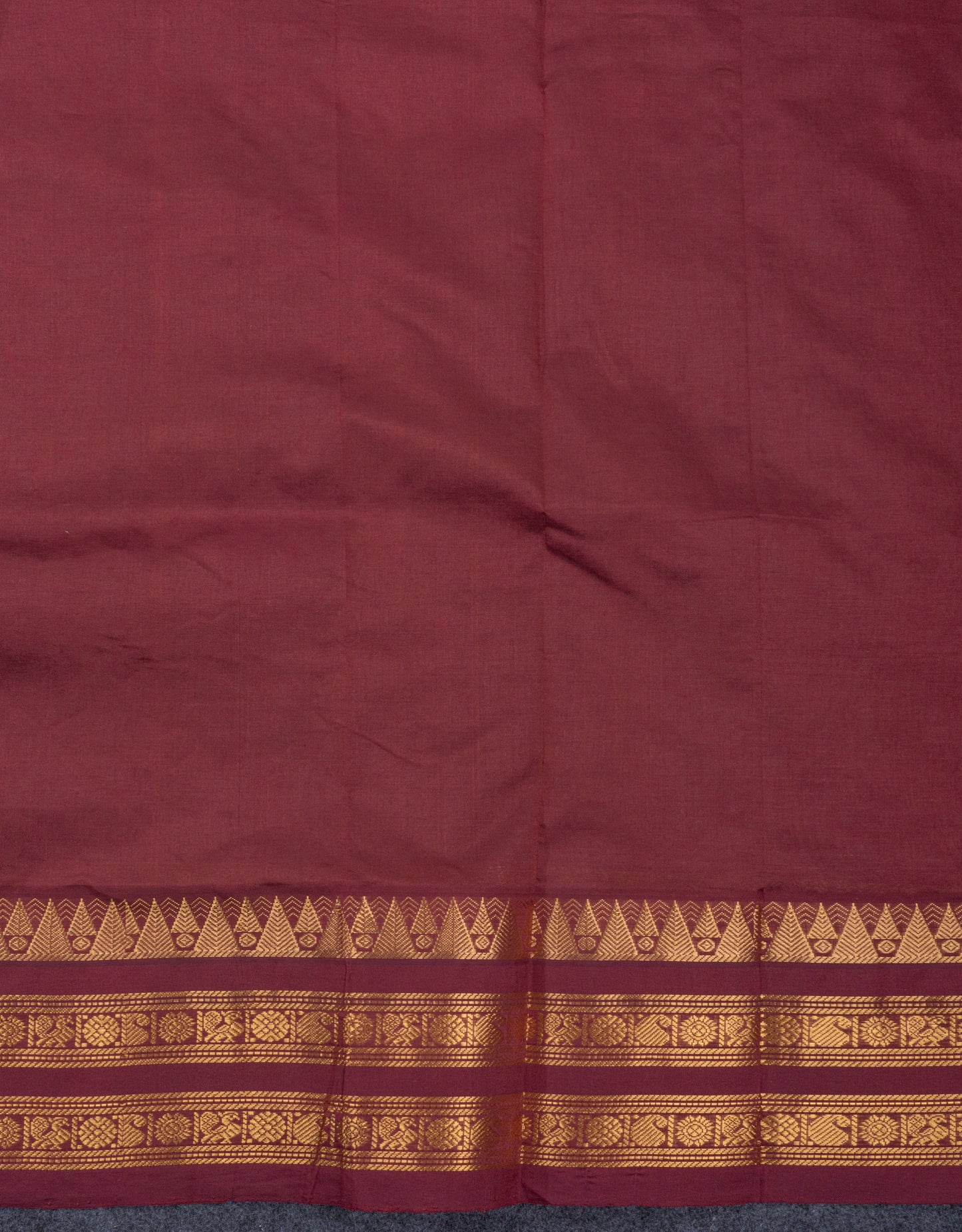 Sapphire Green Zari Small Checks Pure Silk Cotton Saree With Contrast Dark Brown Traditional Border