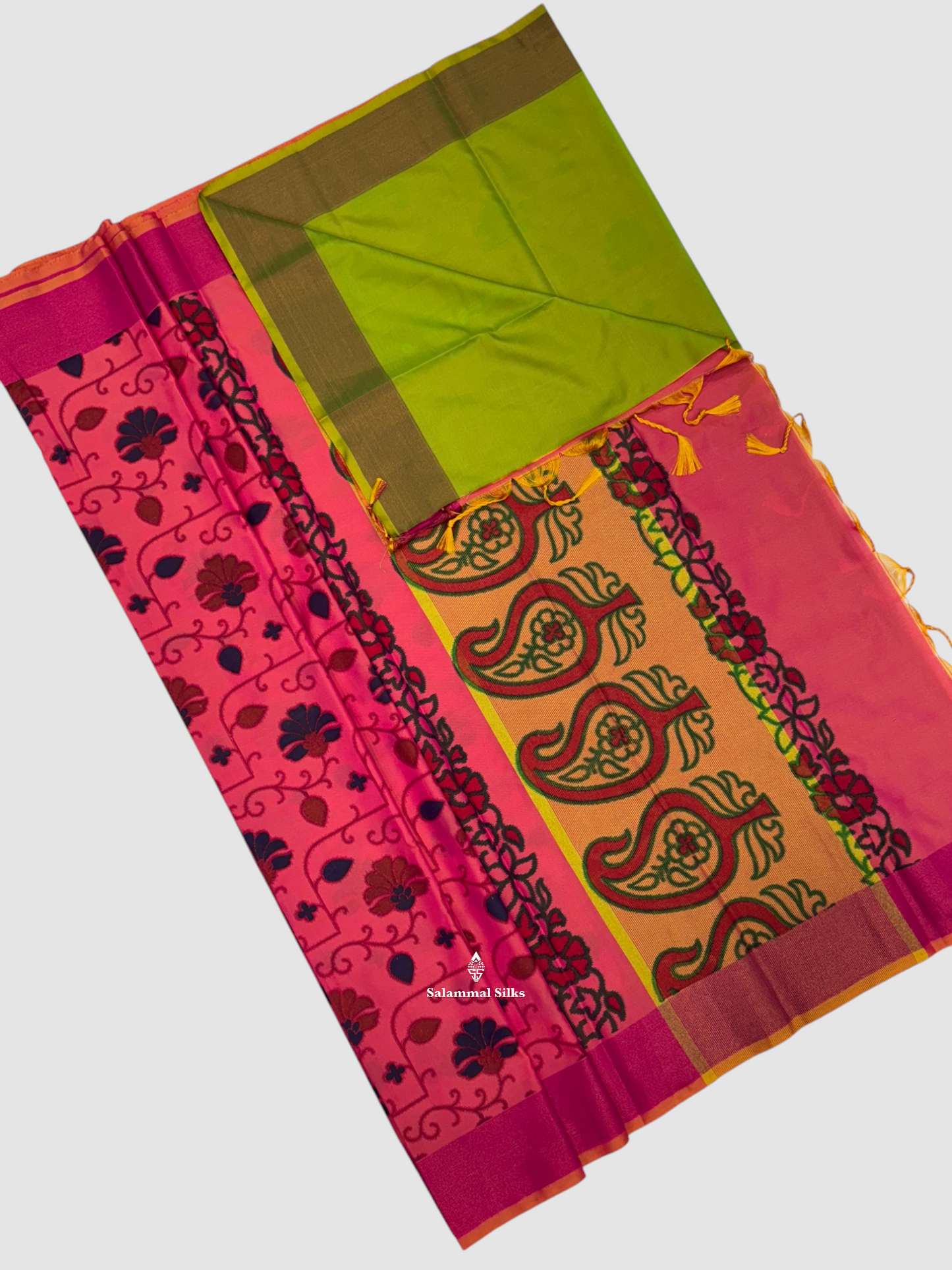 Pinkish Orange Beautiful Light Weight Fancy Saree With Copper Zari Ketti Border
