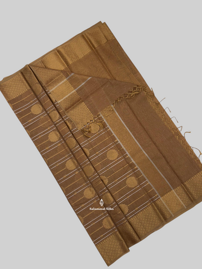 Grey Beautiful Fancy Saree Gold Silver Zari Lines With Gold Zari Border