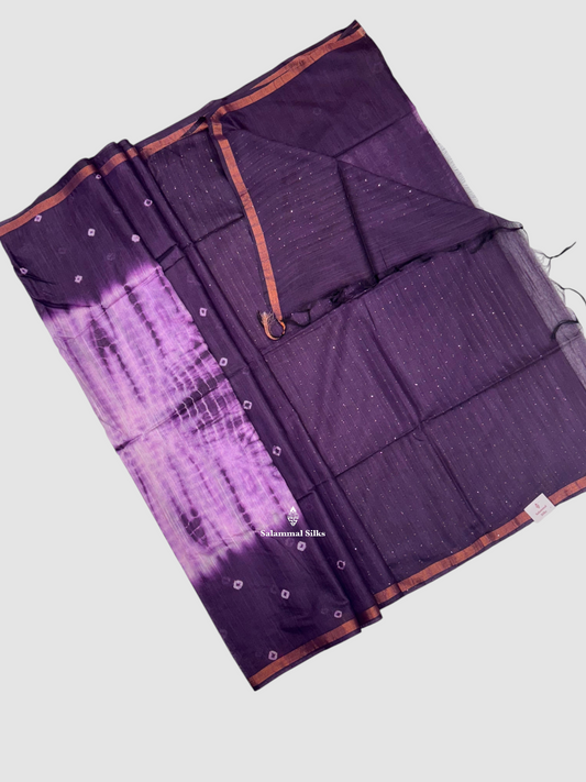 Violet Semi Tussar Fancy Saree With Blouse