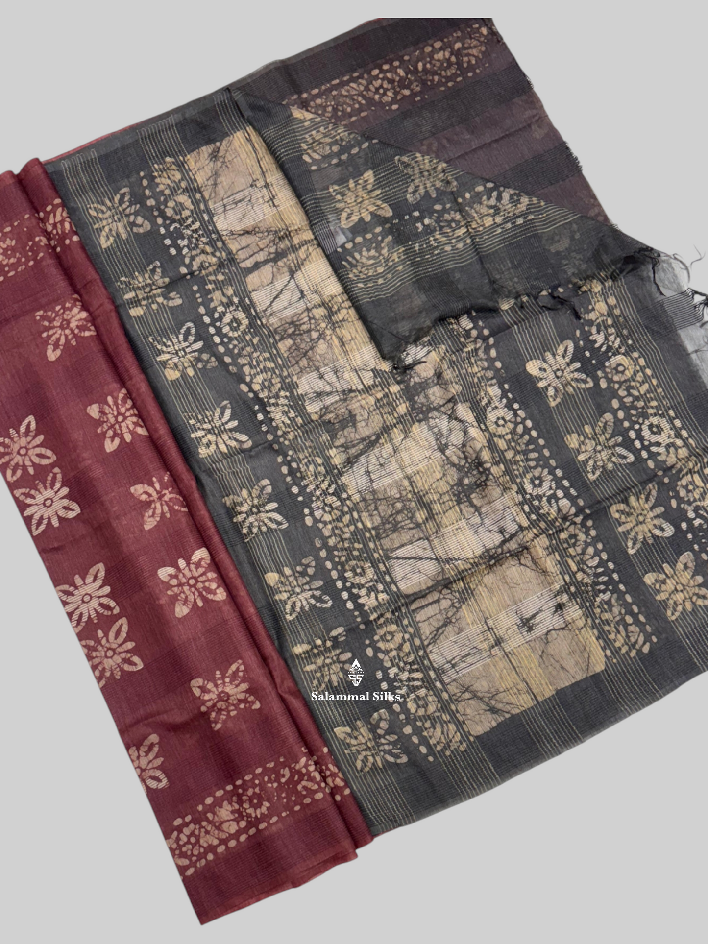 Olive Blue  Printed Pure Cotton With Blouse