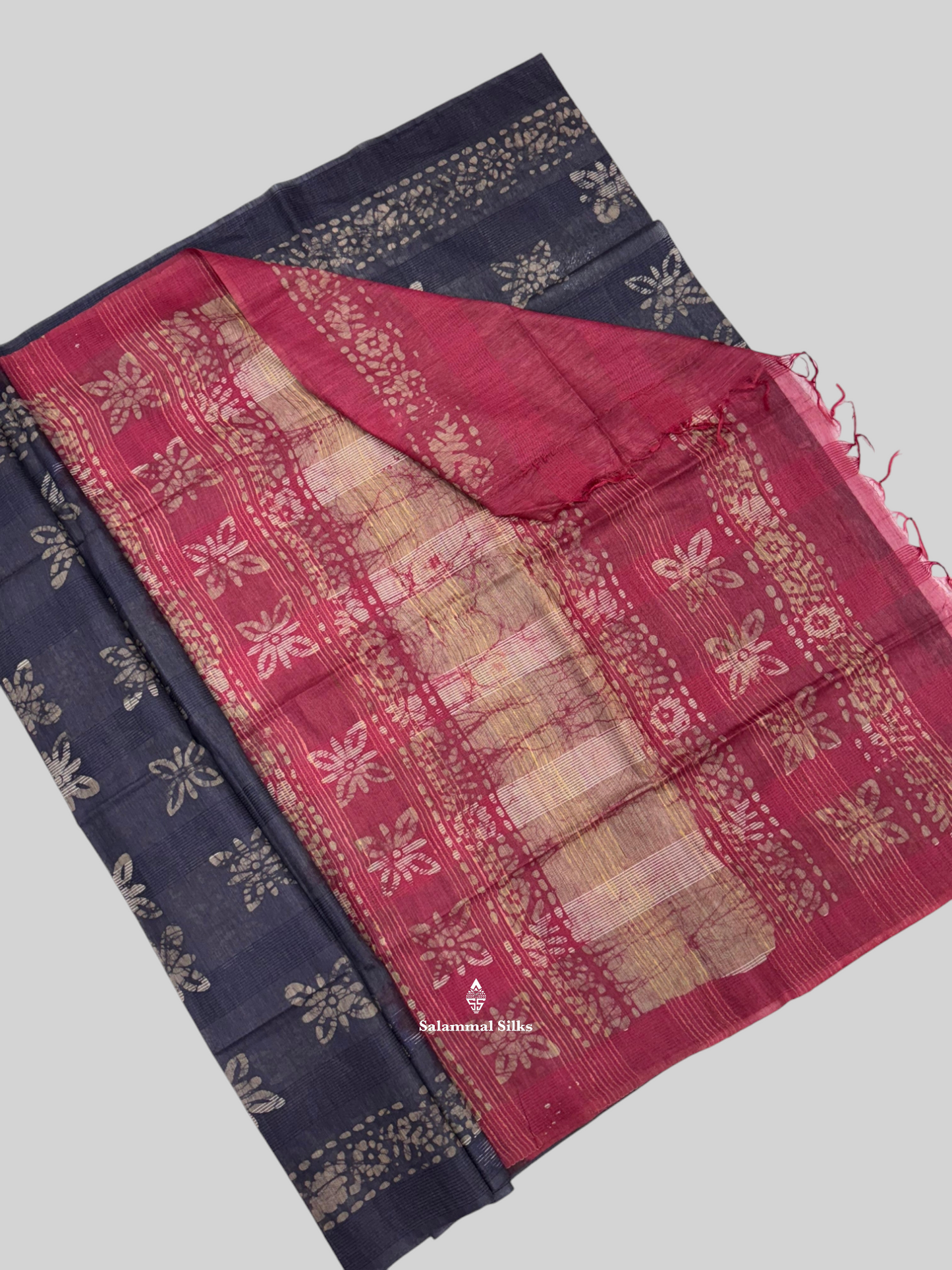 Olive Blue  Printed Pure Cotton With Blouse