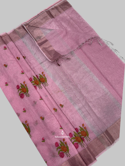 Baby Pink Fancy Saree With Blouse