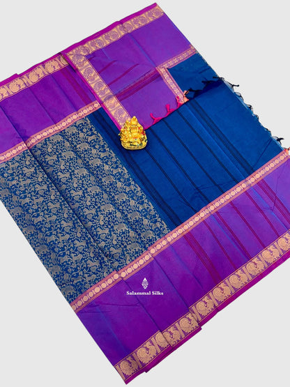 Kanjivaram Maroon Vanasingaram Beautiful Traditional Pure Cotton Saree With Pink Border