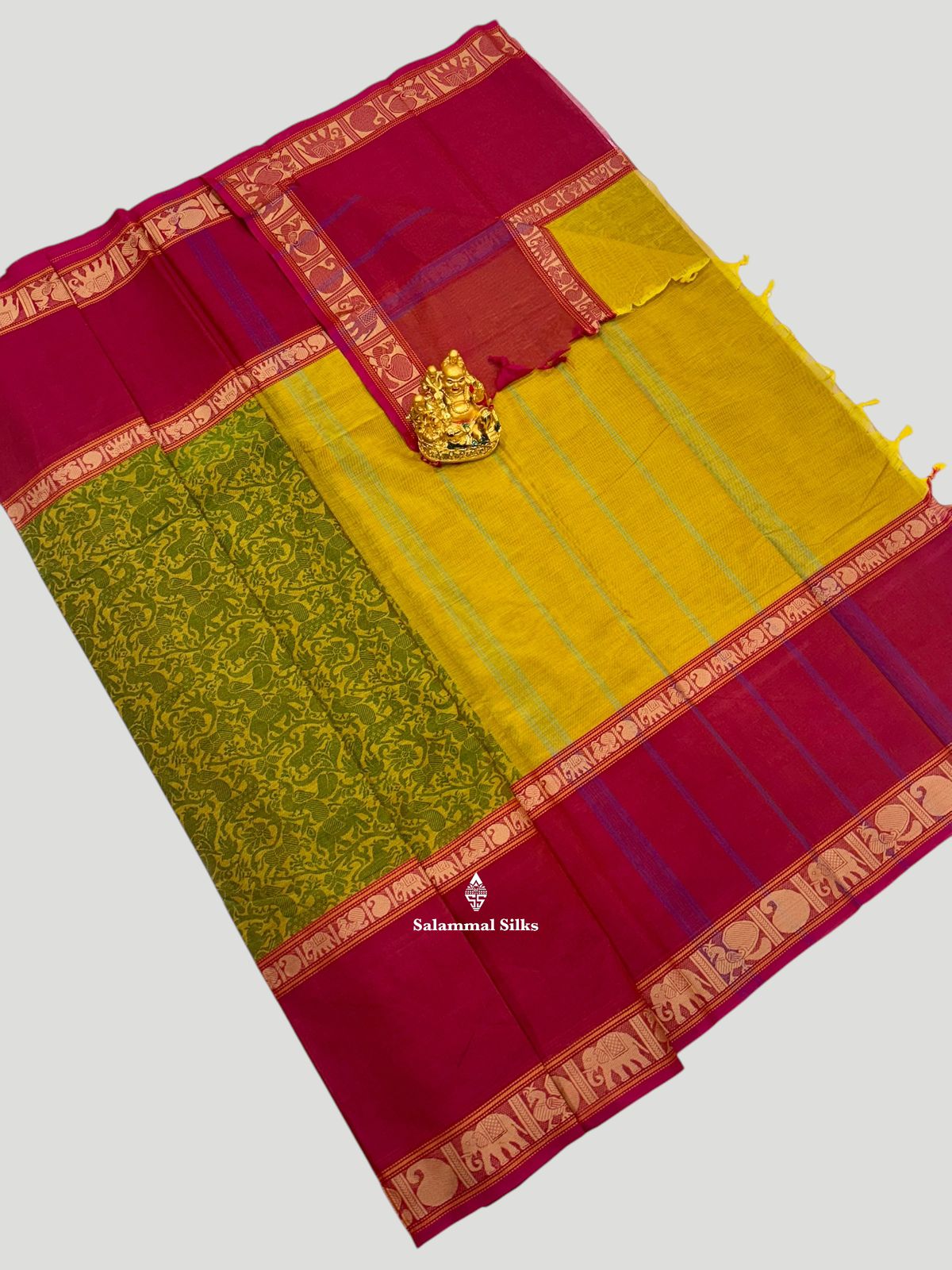 Kanjivaram Maroon Vanasingaram Beautiful Traditional Pure Cotton Saree With Pink Border