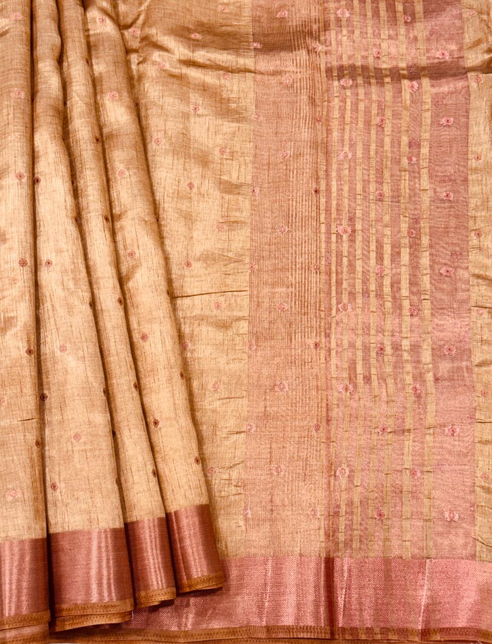 Fancy Saree With Copper Border (Multi colours Available)