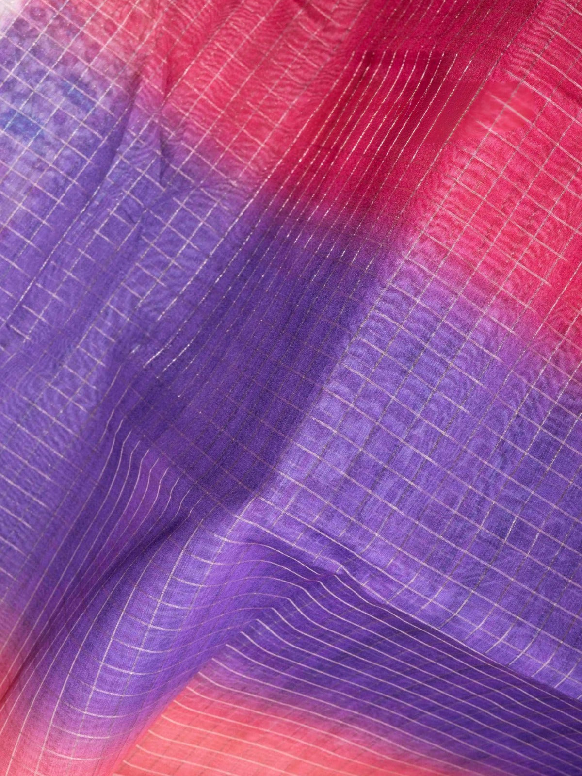 Fancy Cotton Mix Saree MultiColour Body Checks With Floral Kalamkari Blouse