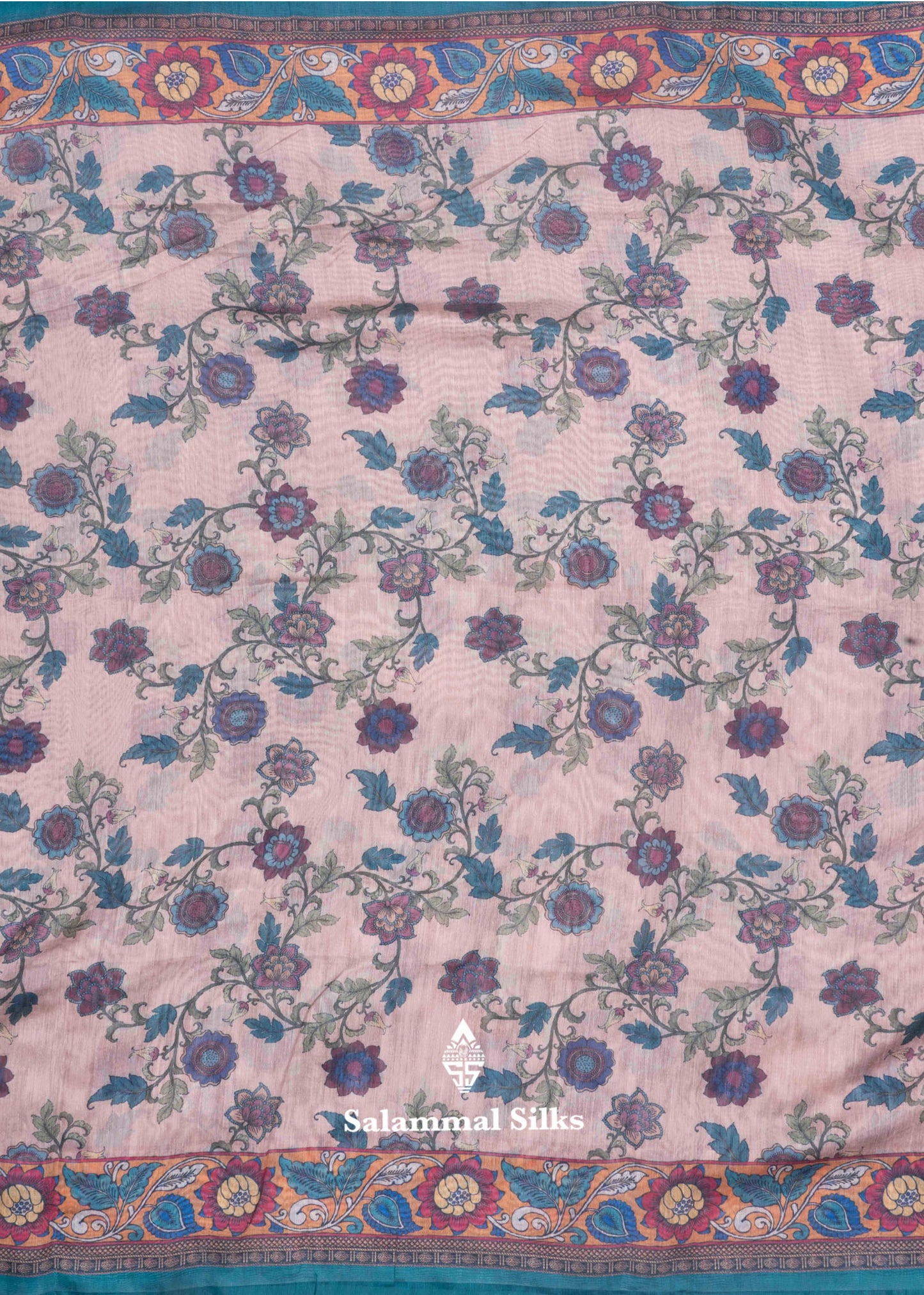 Light Pink Beautiful Kalamkari Fancy Saree With Maroon Blouse