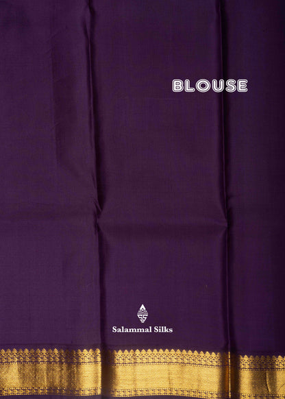 Kanjivaram Yellow Pure Silk Saree With Dark Violet Border