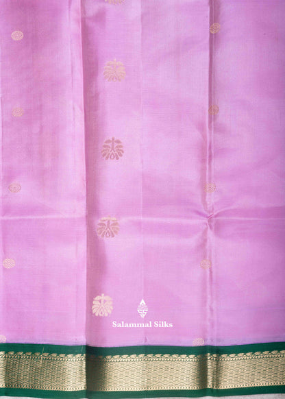 Kanjivaram Pure Silk Saree Lavender With Maroon Border