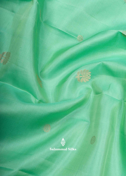 Kanjivaram Pure Silk Saree Light Green With Maroon Blouse