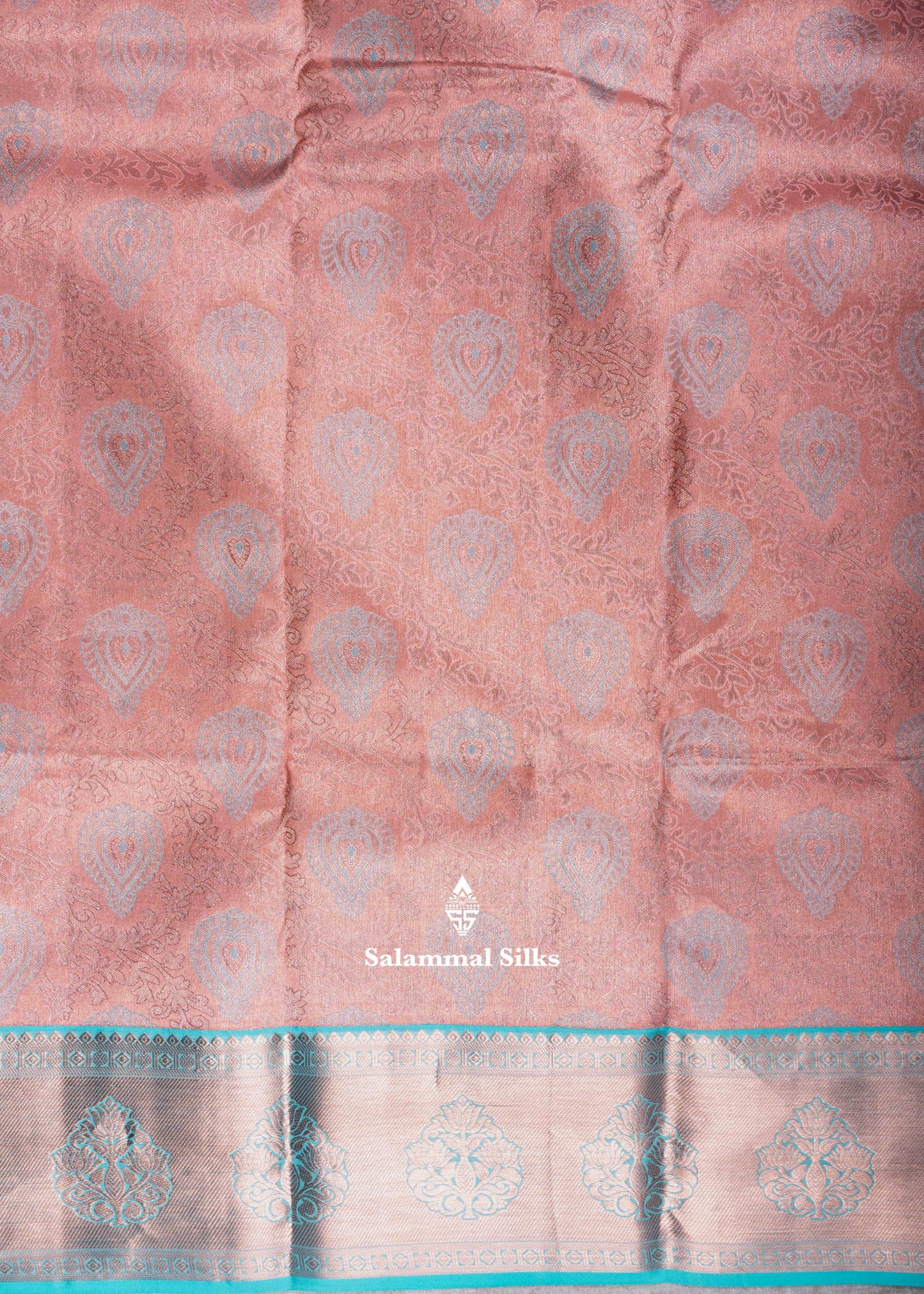 Kanjivaram Onion Pink Pure Silk Jacquard Saree With Sapphire Blue Blouse