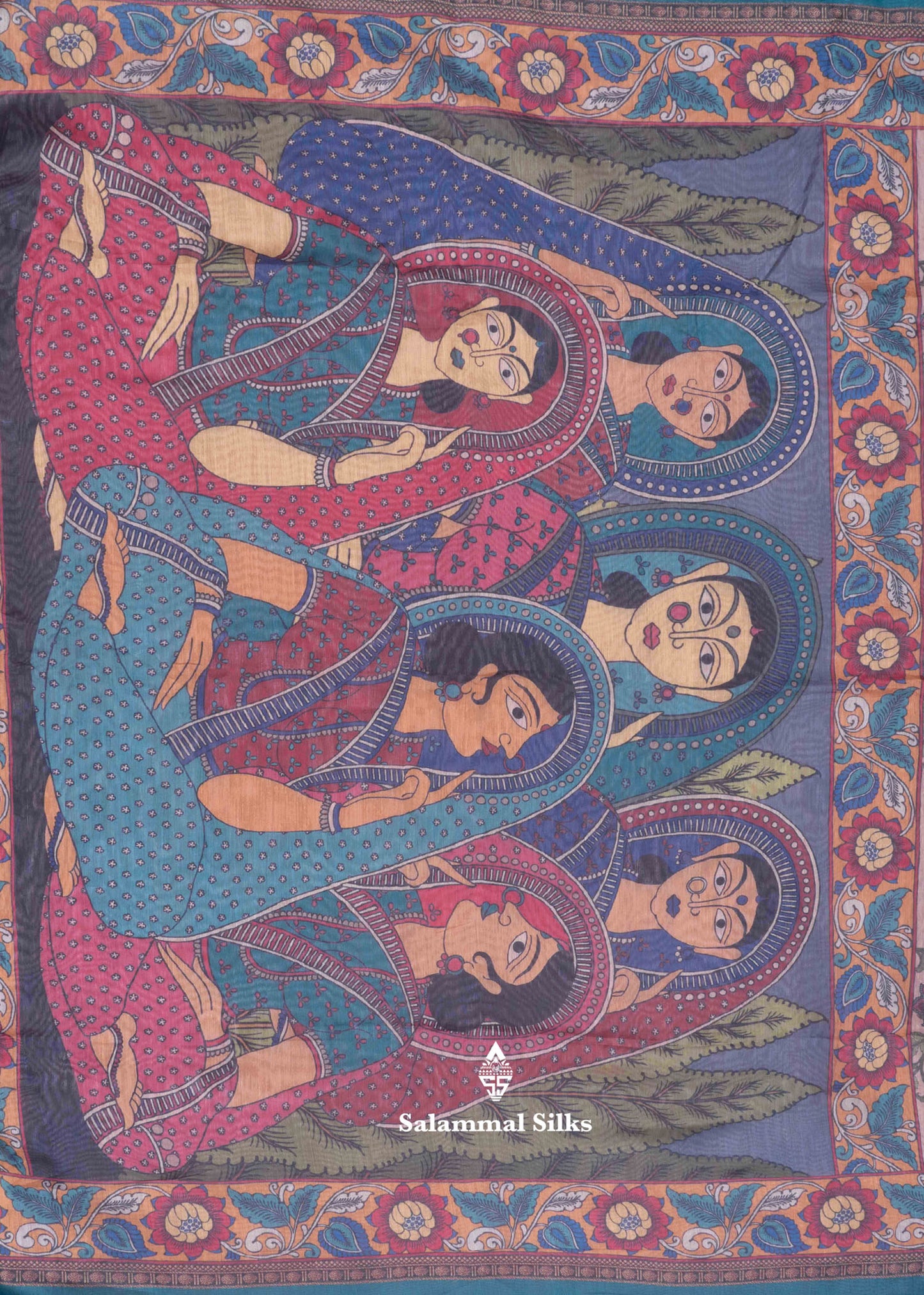 Light Pink Beautiful Kalamkari Fancy Saree With Maroon Blouse