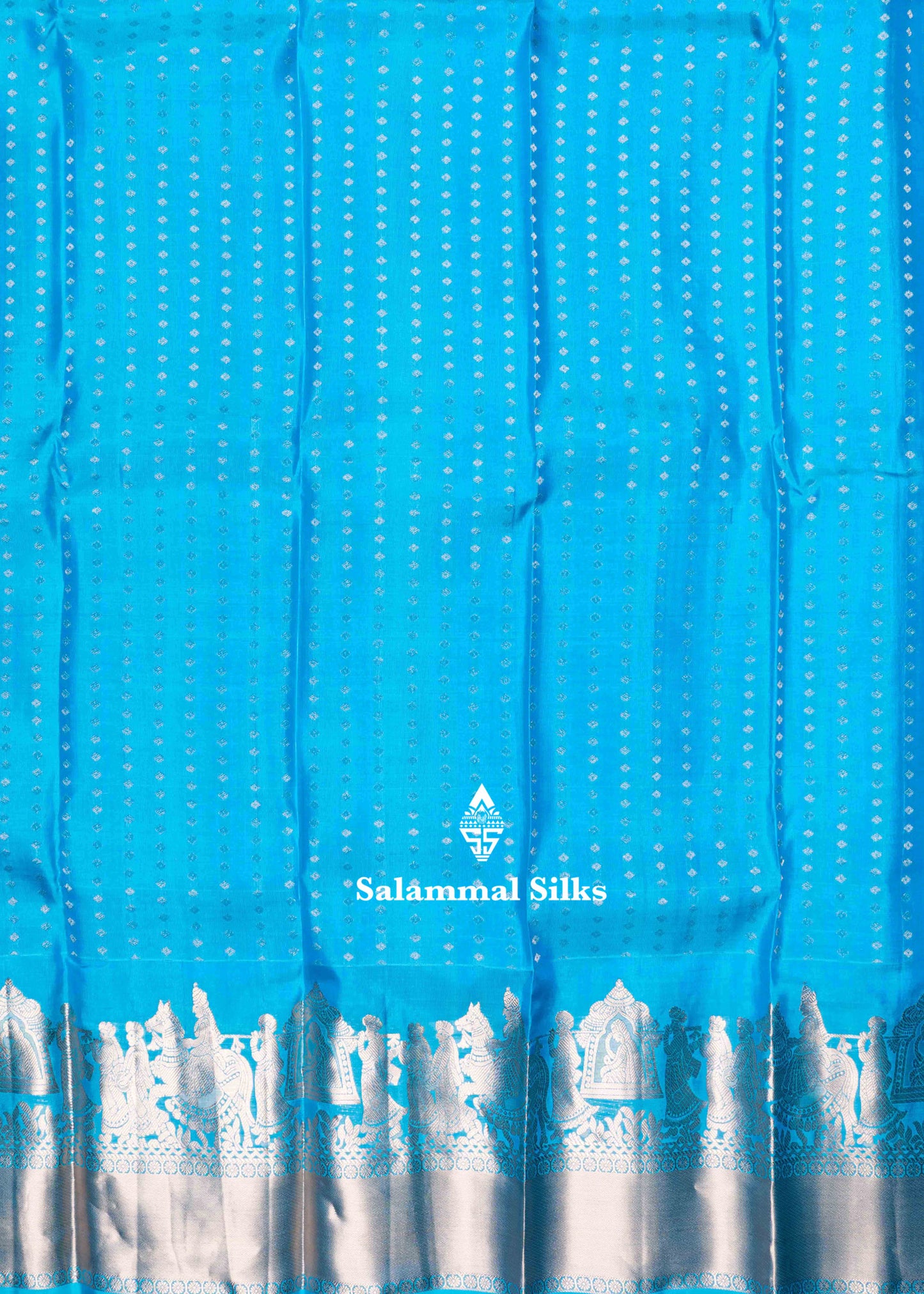 Ramar Blue Kanjivaram Pure Silk Saree with Pallakku Fancy Border and Blouse
