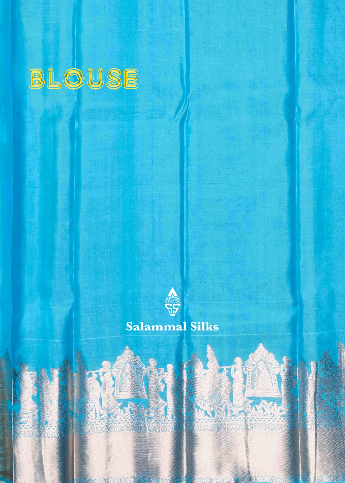 Ramar Blue Kanjivaram Pure Silk Saree with Pallakku Fancy Border and Blouse