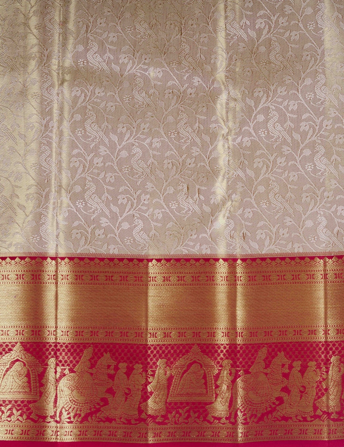 Kanjivaram Sandal Tissue Silk Saree With Red Pallakku Border