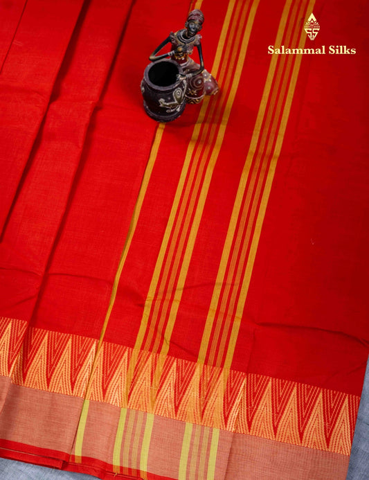 Kanjivaram Pure Plain Cotton Saree Pinkish Peach Colour Without Blouse