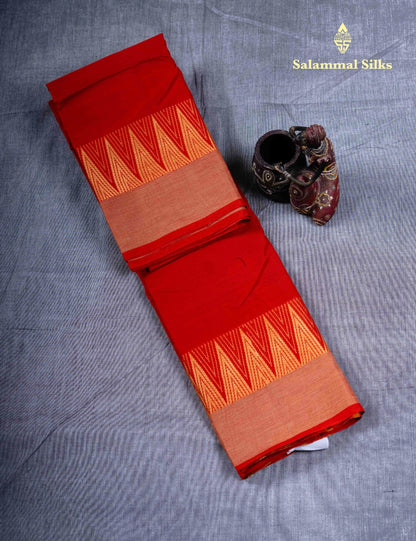 Kanjivaram Pure Plain Cotton Saree Pinkish Peach Colour Without Blouse