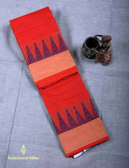 Kanjivaram Pure Plain Cotton Saree Pinkish Peach Colour Without Blouse