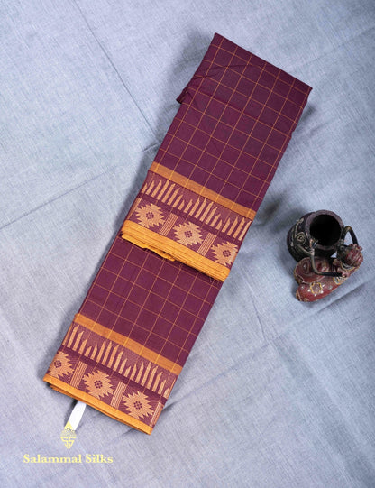 Kanjivaram  Pure Cotton Saree Pink Colour Checks Without Blouse