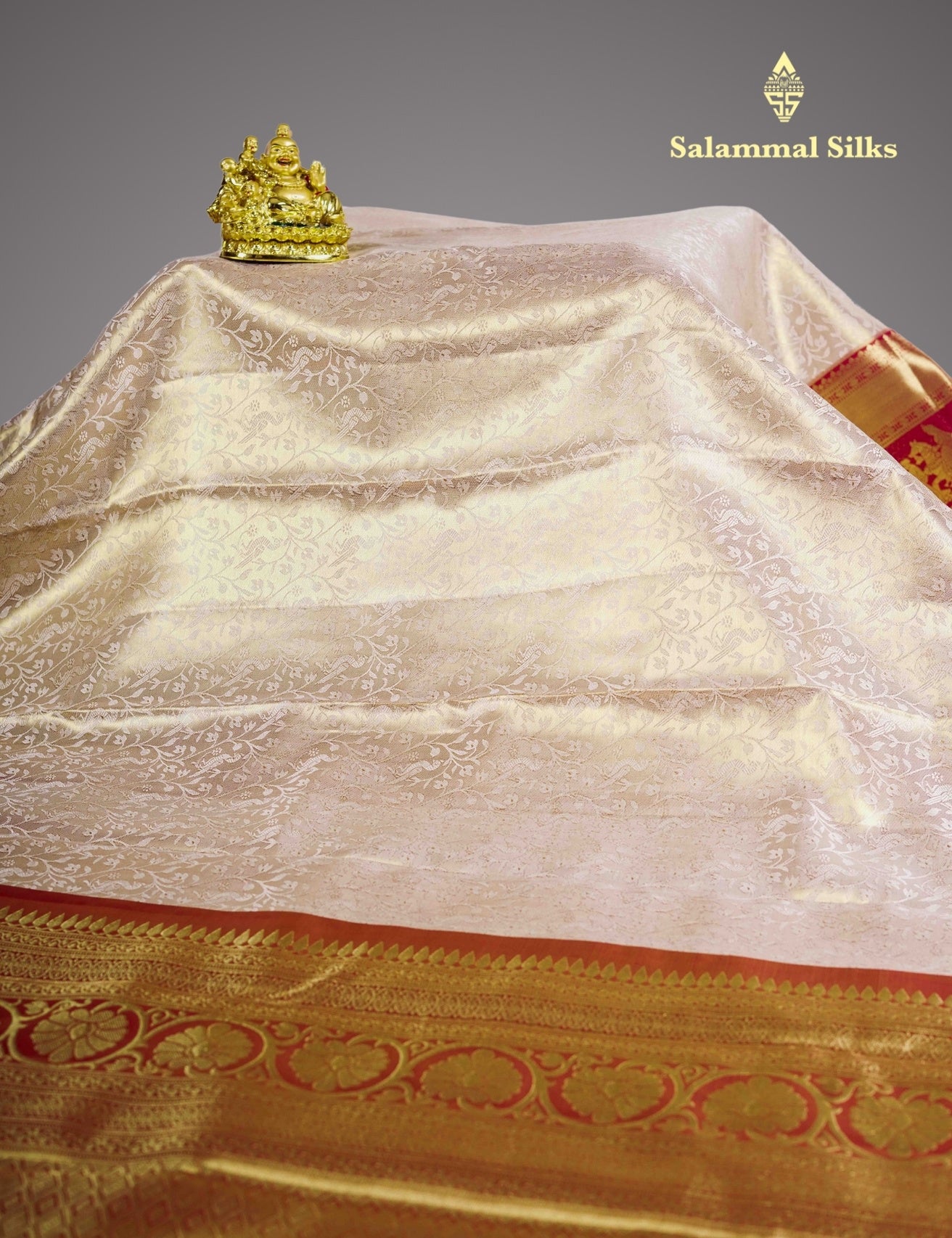 Kanjivaram Sandal Tissue Silk Saree With Red Pallakku Border