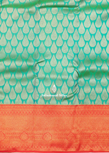 Rexona Green Colour Kanjivaram Pure Silk Saree with Red Long Border